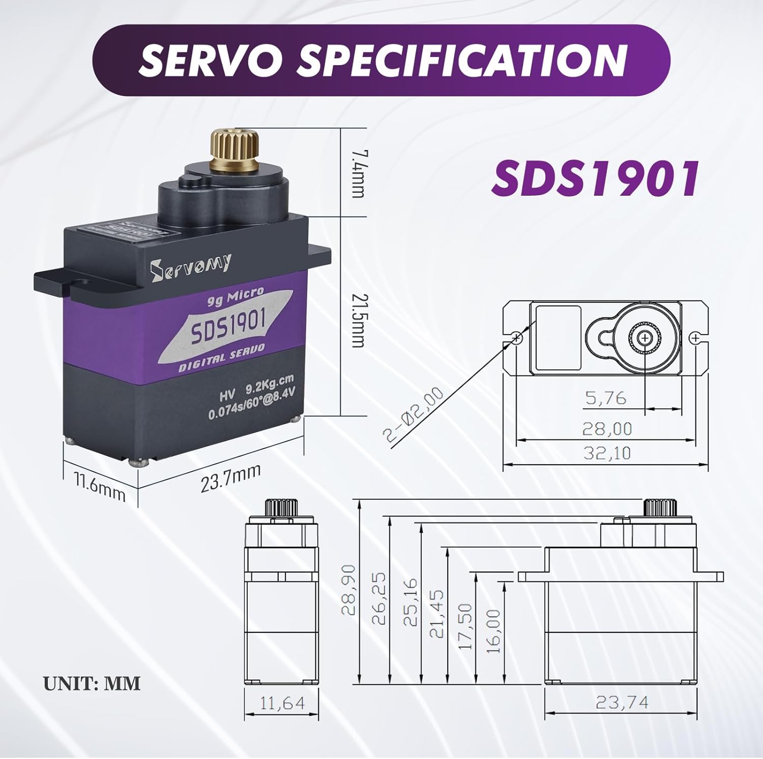 SERVOMY-SDS1901 Digital 9G Mic – Servo Metal Gear Bewertung und Preis